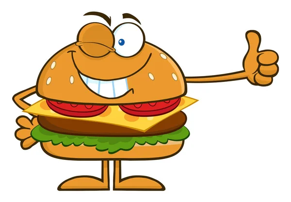 Burger personaje de la mascota de dibujos animados — Archivo Imágenes Vectoriales