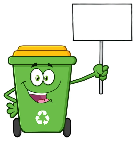 Gelukkig groen Recycleren Bin Cartoon — Stockvector