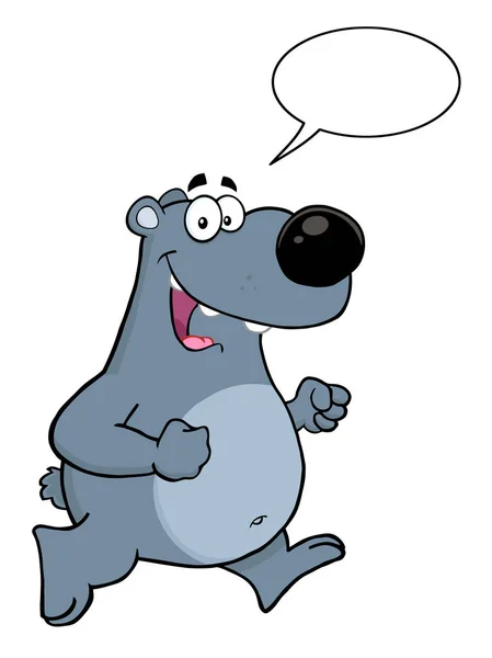 Caráter dos desenhos animados do urso cinza sorridente — Vetor de Stock