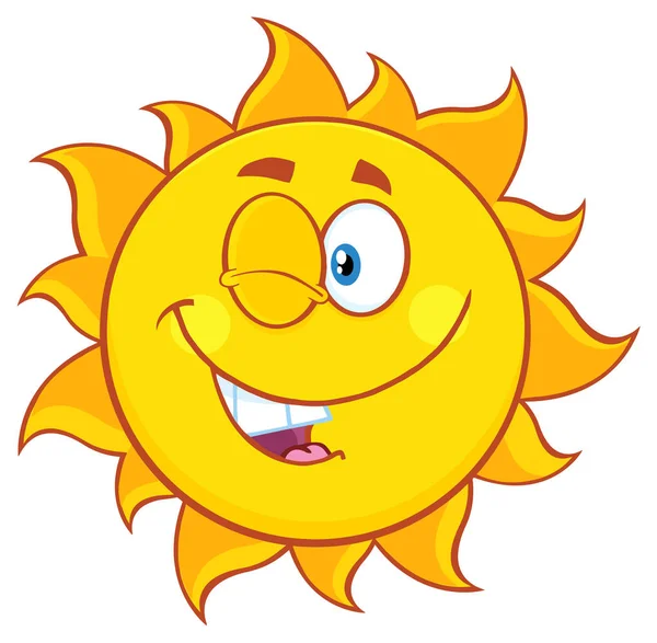 Winking Sun Cartoon — Stock Vector