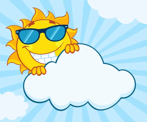 Dibujos animados sonrientes de la mascota del sol del verano — Vector de stock