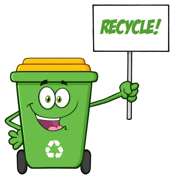 Happy Green Recycle Bin kreslený — Stockový vektor
