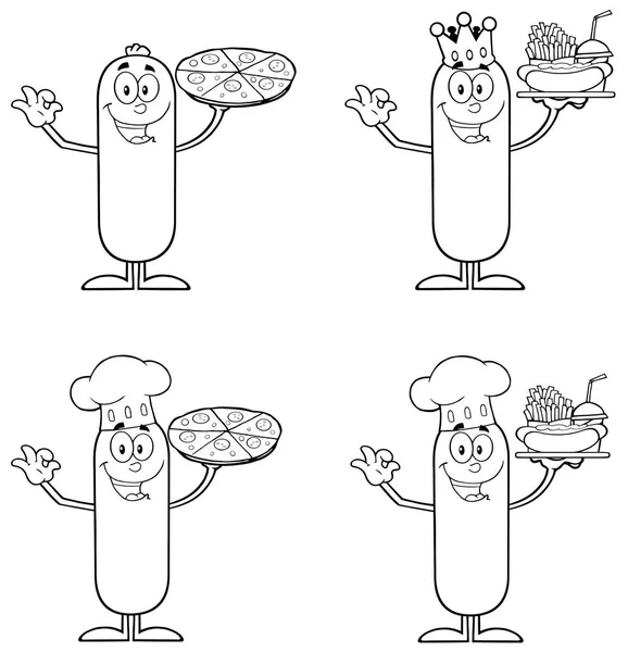 Mascotte de Saucisse Dessin animé personnage — Image vectorielle