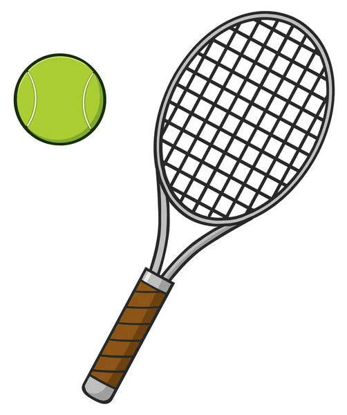 Cartoon-Tennisball und Schläger. — Stockvektor