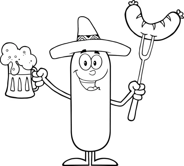Personnage de dessin animé saucisse — Image vectorielle