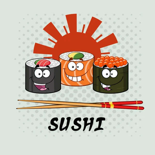 Set de rollos de sushi — Vector de stock
