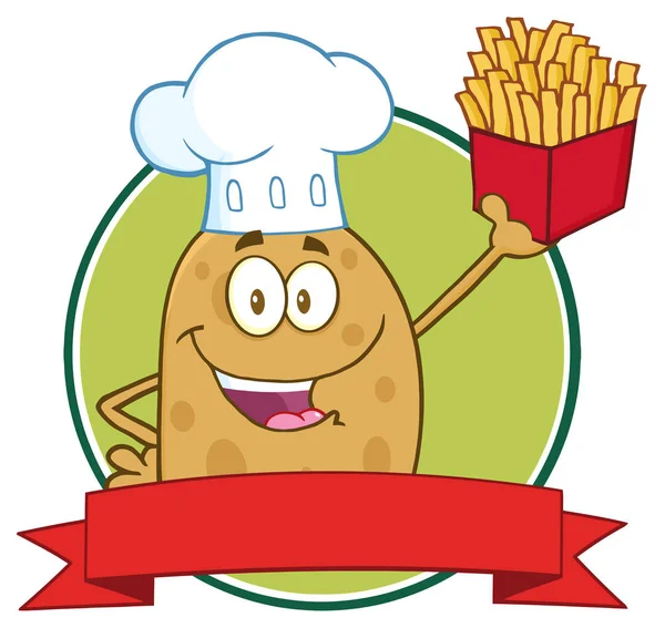 Lingkaran Karakter Kartun Chef Potato - Stok Vektor