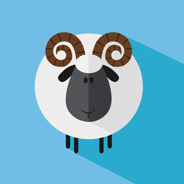Søt Ram Sheep.Modern Flat – stockvektor