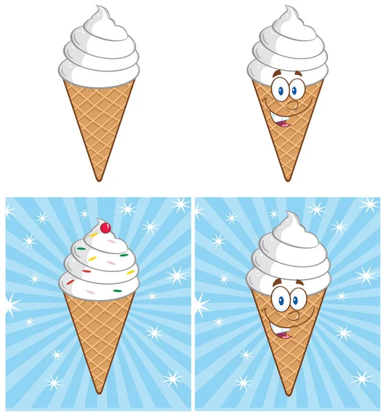 Cono de helado de dibujos animados . — Vector de stock