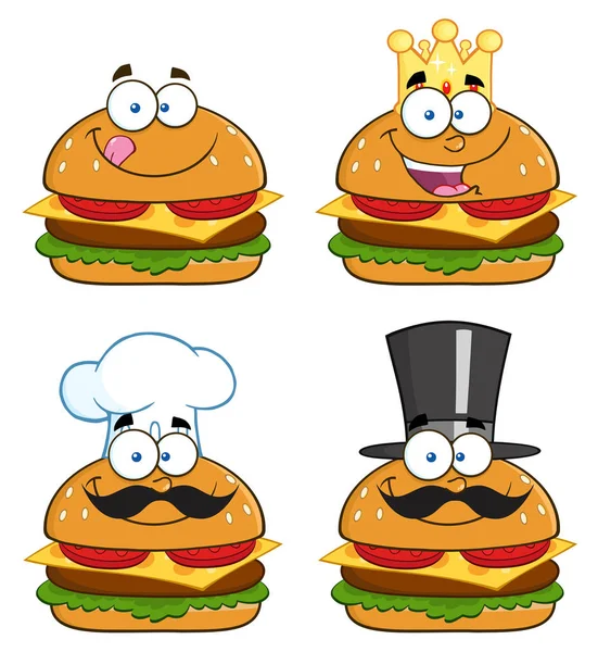 Burger çizgi film maskot karakteri — Stok Vektör
