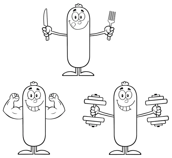 Personaje de la mascota de dibujos animados salchicha — Vector de stock