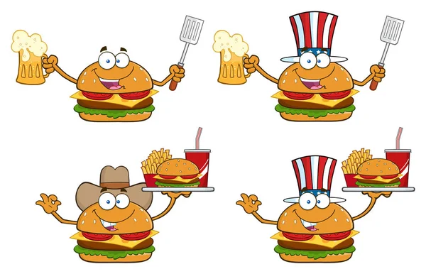 ハンバーガーの漫画イラスト — ストックベクタ