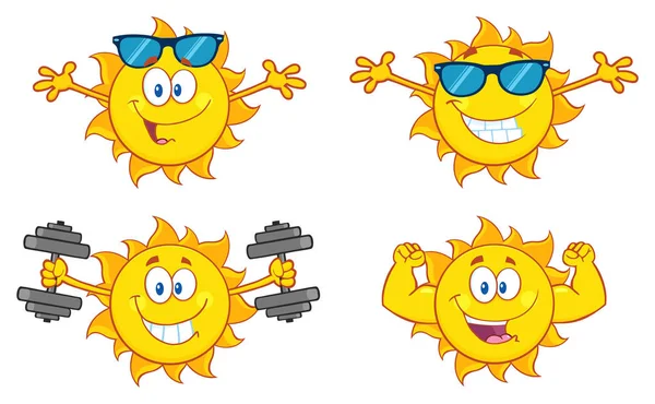 Personagem de mascote Sun Cartoon — Vetor de Stock