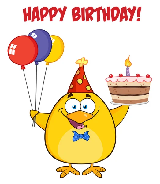 快乐的黄色小鸡卡通人物 — 图库矢量图片