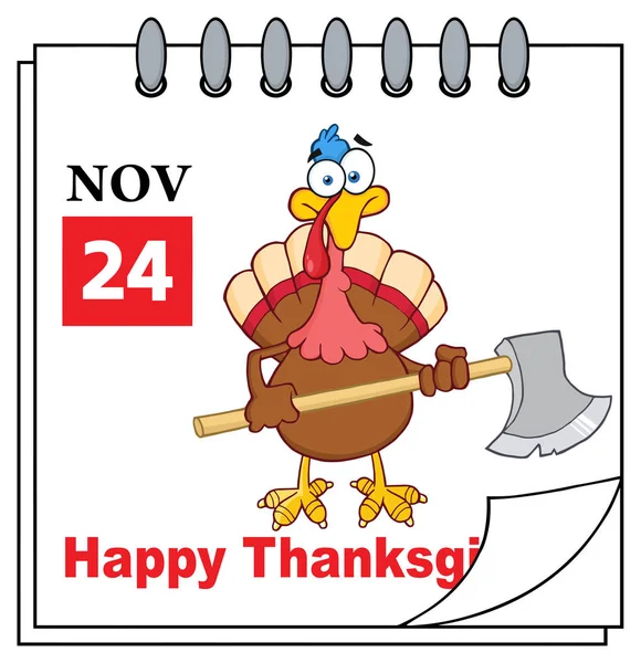 Calendar Page With Turkey Bird — Stock Vector