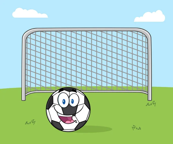 Χαμογελώντας μασκότ κινούμενων σχεδίων μπάλα ποδοσφαίρου — Διανυσματικό Αρχείο