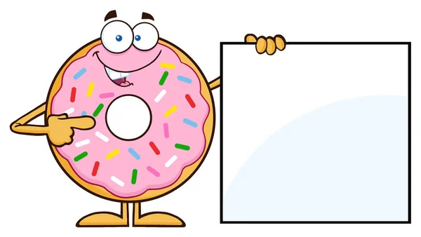 Gelukkig Donut stripfiguur. — Stockvector