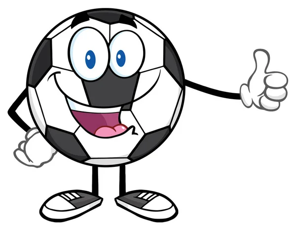 Linda bola de fútbol mascota de dibujos animados — Vector de stock
