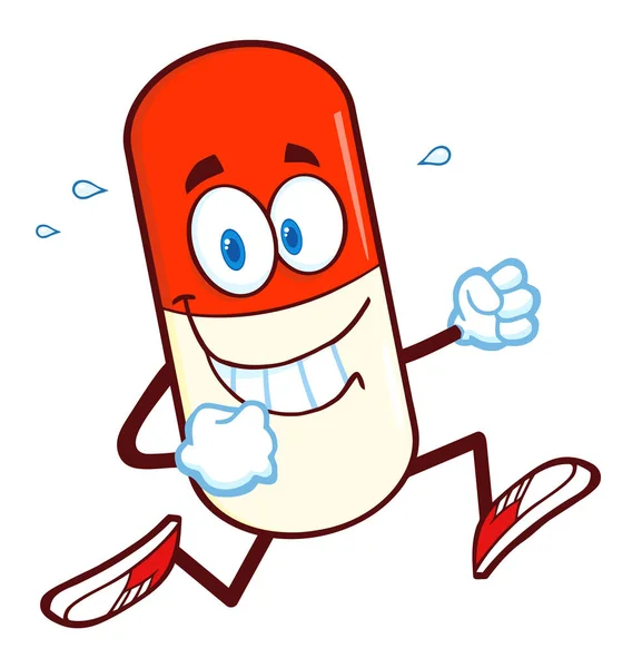 錠剤カプセル漫画のキャラクター — ストックベクタ