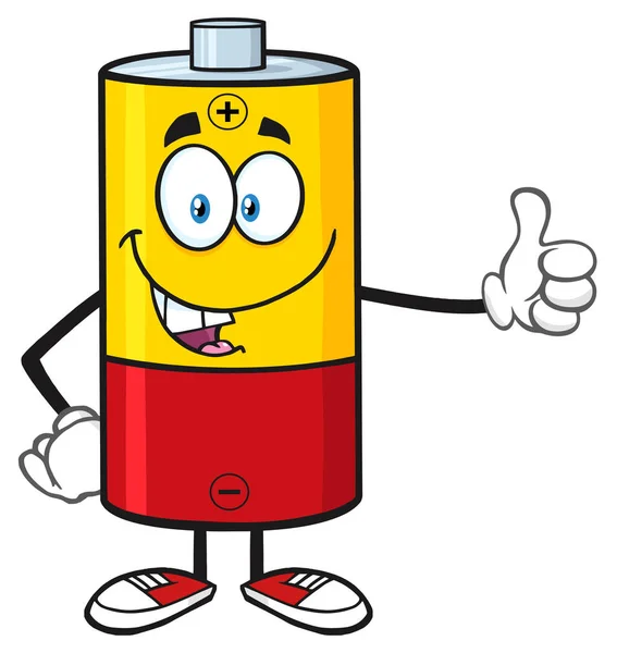 Personaggio divertente della mascotte del fumetto della batteria — Vettoriale Stock