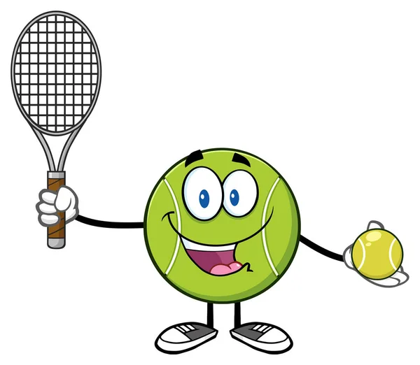 Tennis Ball Cartoon mascotte — Stockvector