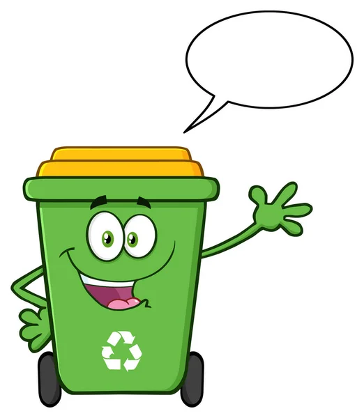 Leuke groene Recycle Bin Cartoon — Stockvector