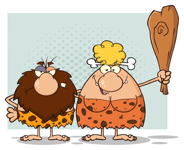 Casal de Caveman Personagens —  Vetores de Stock