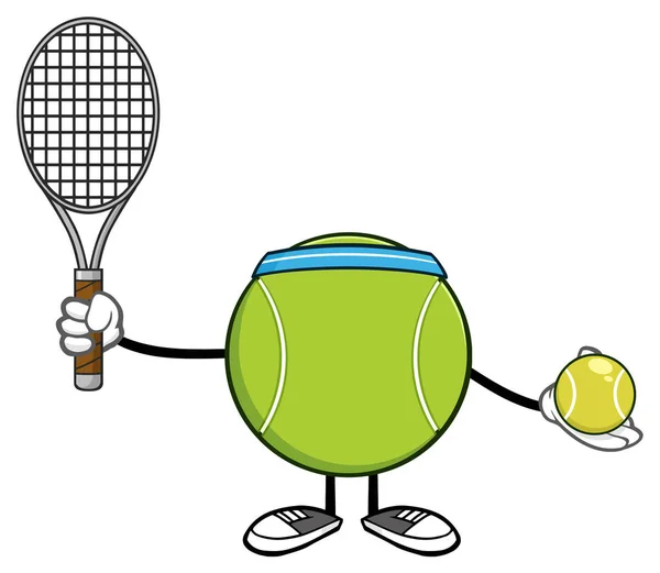 Tennis Ball Cartoon Maskottchen — Stockvektor