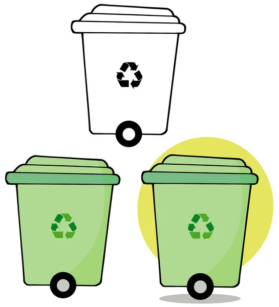 Rolling Green Recycle Bin — Stock Vector