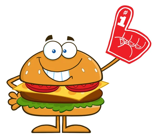 Hamburger mascotte stripfiguur — Stockvector