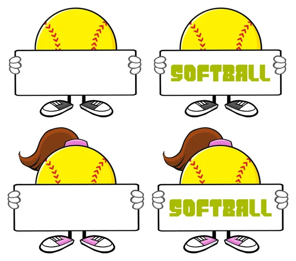 Softball Faceless Player Cartoon Character — Stock Vector