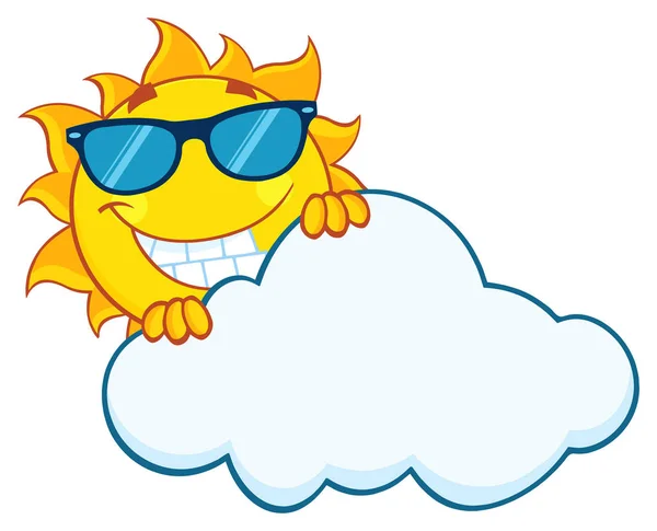 Smiling zomer zon mascotte Cartoon — Stockvector