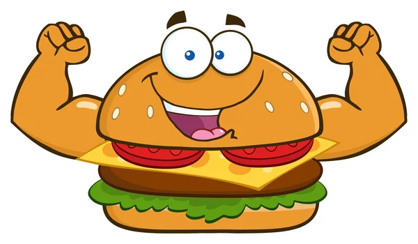 Karakter kartun burger - Stok Vektor