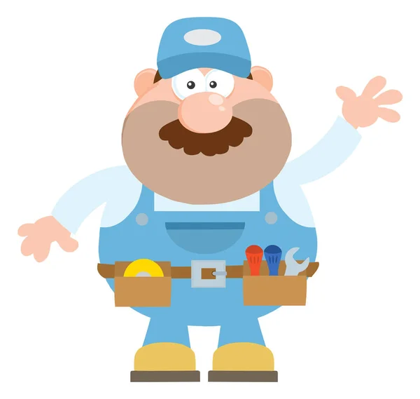 Smiling Mechanic Cartoon Character — Stock Vector