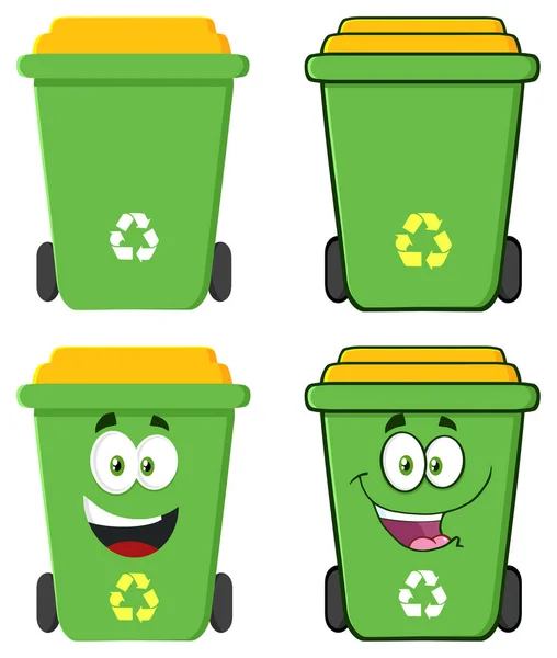 Recycle Bin rajzfilmfigurák. Készlet — Stock Vector