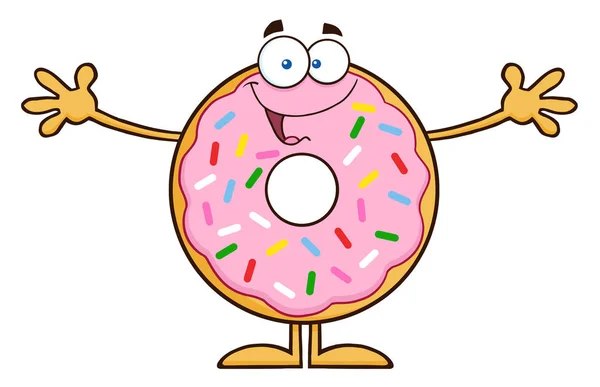Ευτυχισμένος ντόνατ χαρακτήρα κινουμένων σχεδίων. — Διανυσματικό Αρχείο
