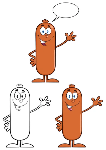 Sausage Cartoon Character — Stock Vector