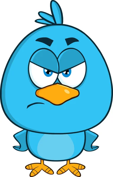 Caráter dos desenhos animados do pássaro azul irritado . — Vetor de Stock
