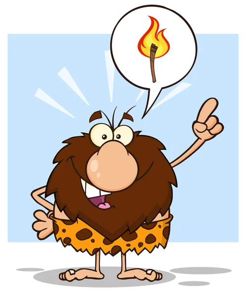 Sorrindo Masculino Caveman Cartoon Mascote —  Vetores de Stock
