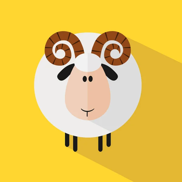 Ram Sheep.Modern plana engraçada — Vetor de Stock