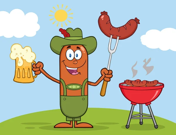 Sausage Cartoon Character — Stock Vector