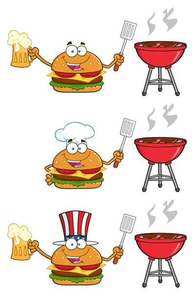 Ilustrasi kartun dari hamburger - Stok Vektor