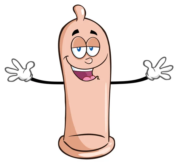 Glücklich Kondom Cartoon-Figur mit — Stockvektor