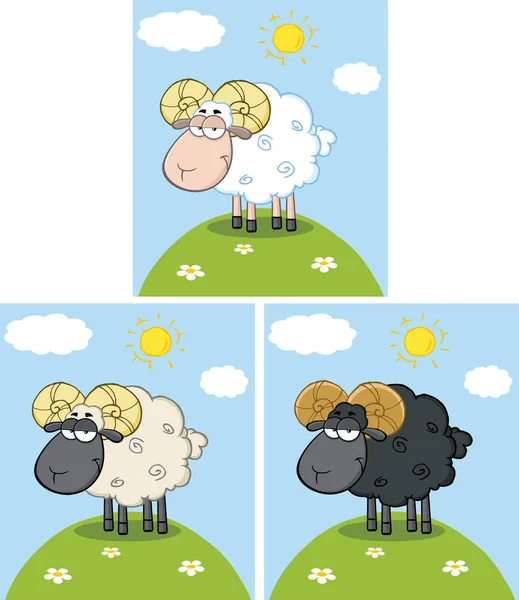 黑羊和白羊 — 图库矢量图片