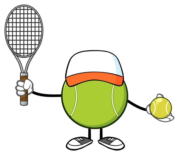 Tennis Ball Cartoon mascotte — Stockvector