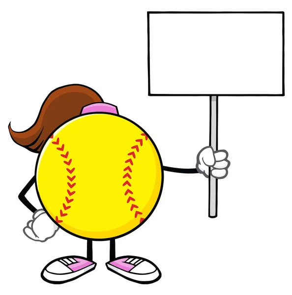 Softbol chica de dibujos animados de la mascota — Vector de stock