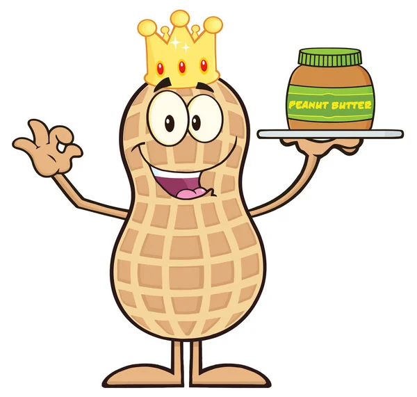 King Peanut Cartoon Character — Stock Vector