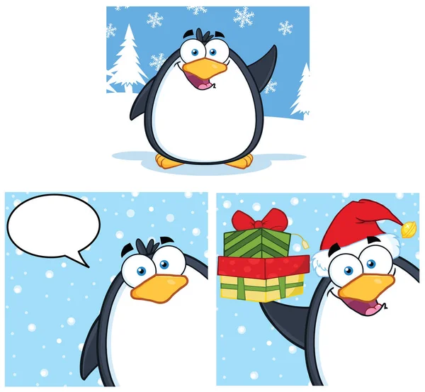 Mascotte de Pingouin Cartoon caractère . — Image vectorielle