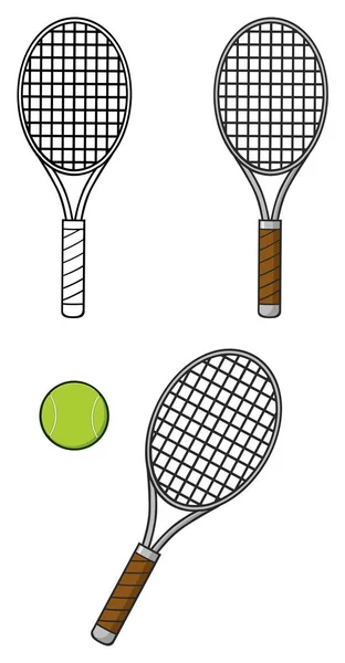 Cartoon-Tennisball und Schläger — Stockvektor