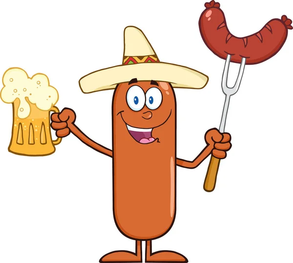 Sausage Cartoon Character — Stock Vector